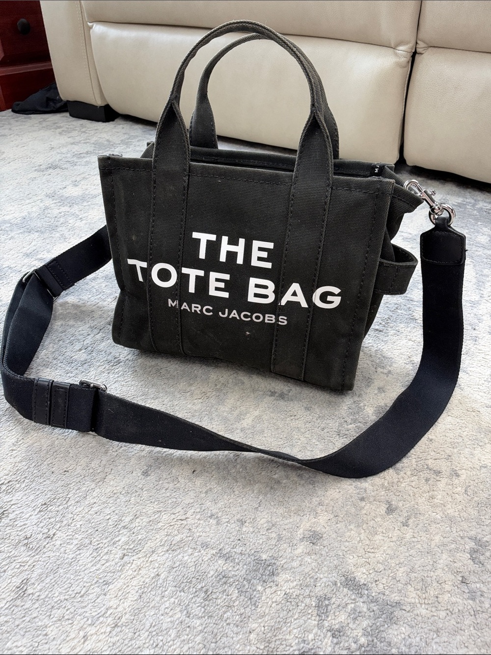 Marc Jacobs The Tote Bag Small Canvas Taupe Gray Green